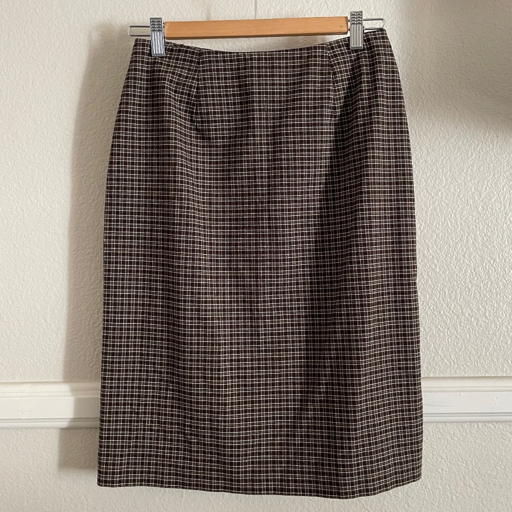 Vintage Plaid Pencil Skirt